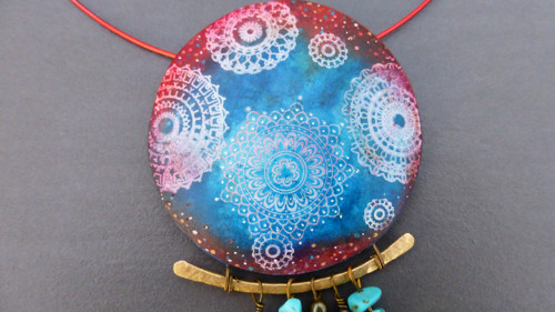 Přívěsek mandala polymer tyrkenit — foto 2