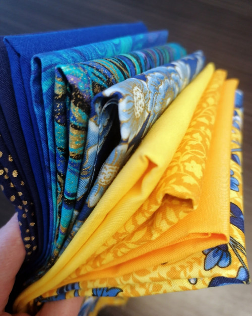 Fat quarter set MODRÁ a ŽLTÁ — foto 4