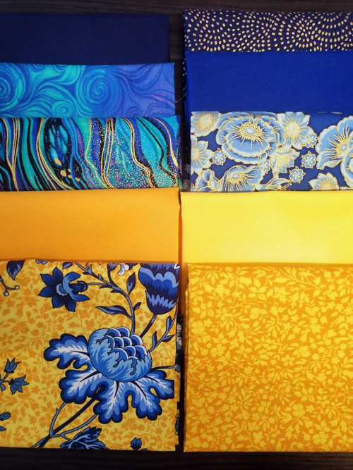 Fat quarter set MODRÁ a ŽLTÁ — foto 3
