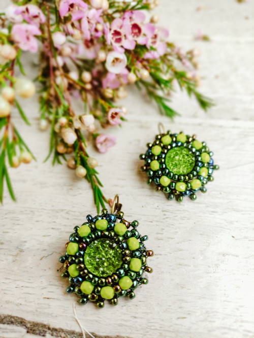 Druzy earrings n.14 - vyšívané náušnice — foto 4