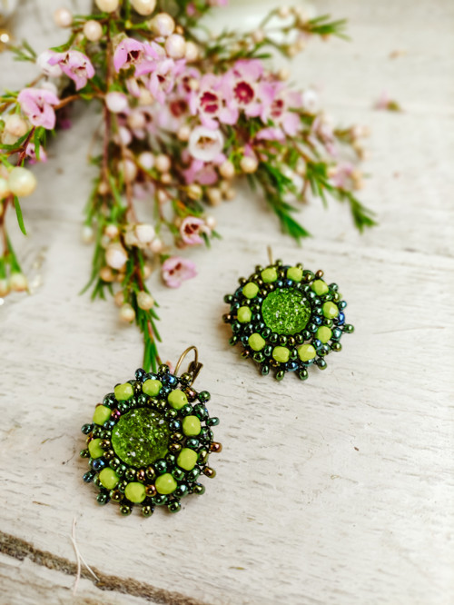 Druzy earrings n.14 - vyšívané náušnice — foto 2