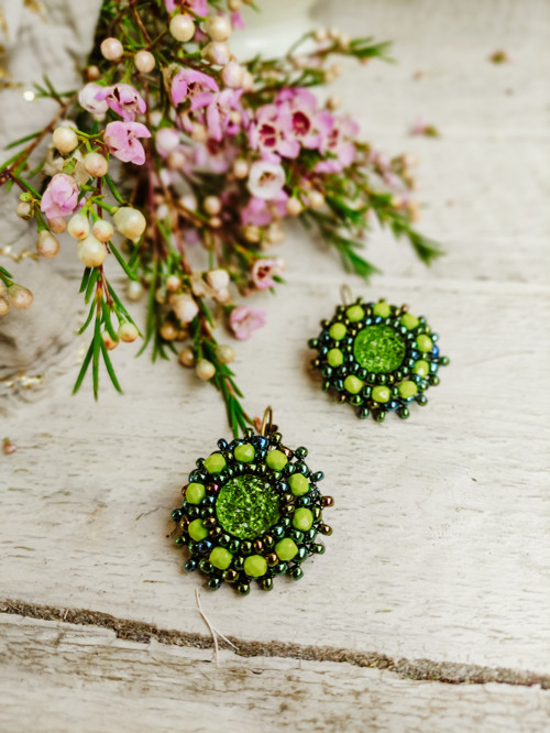 Druzy earrings n.14 - vyšívané náušnice — foto 3