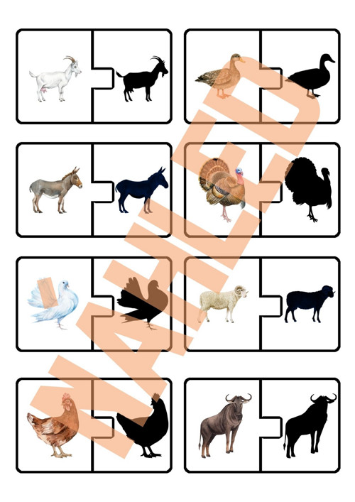 Zvířata na statku & mláďata, stínové puzzle — foto 4