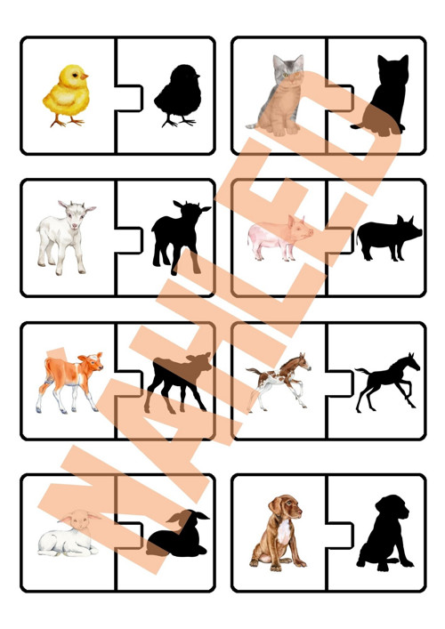 Zvířata na statku & mláďata, stínové puzzle — foto 2