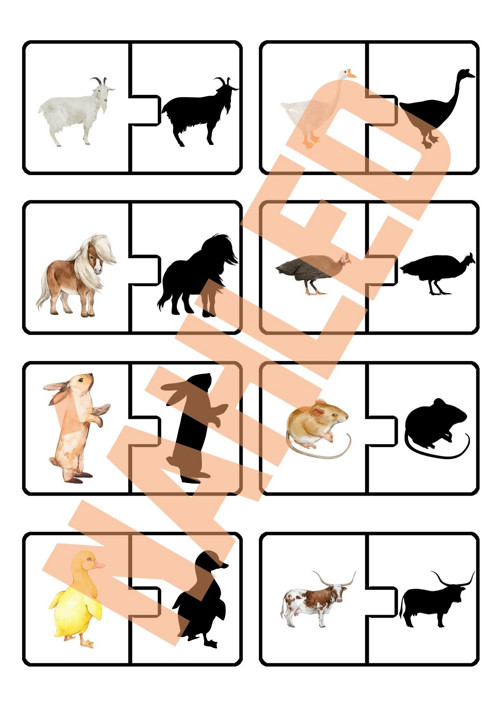 Zvířata na statku & mláďata, stínové puzzle — foto 5