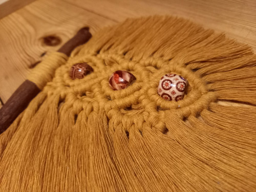 Macramé list na skořici / dekorace / hořčicová — foto 2