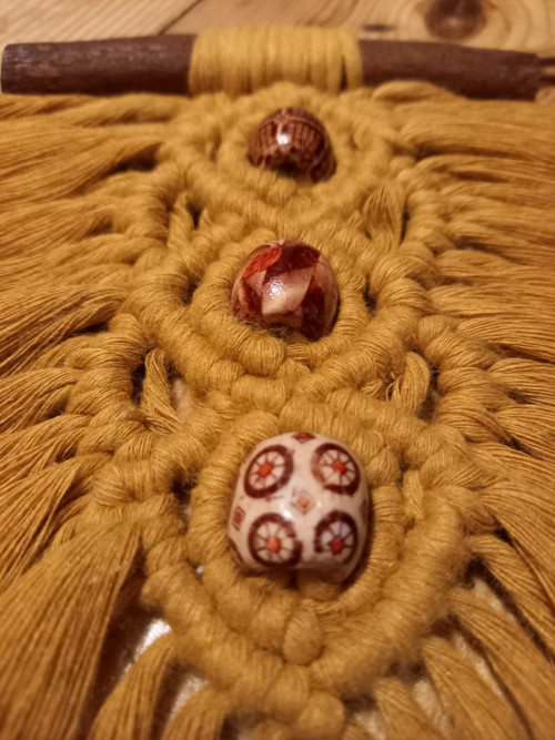 Macramé list na skořici / dekorace / hořčicová — foto 4