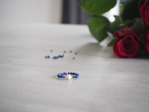 Prsten z minerálů *** lapis lazuli, perla — foto 3