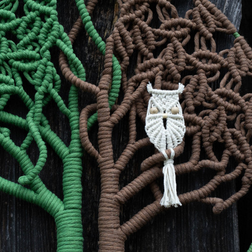 Macramé strom života - sova na stromě — foto 2