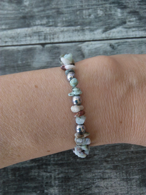 Náramek MOŘE*larimar*hematit — foto 2