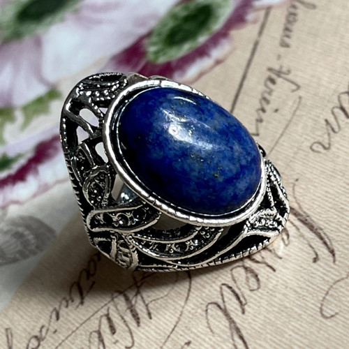 Vintage prsten s lapisem lazuli — foto 3