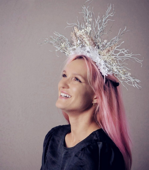Svatební čelenka bílostříbrná — foto 2