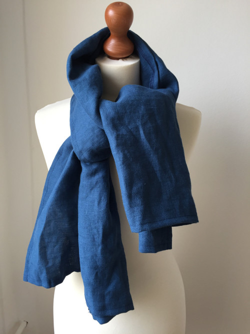 Lněný šál Navy Washed — foto 2