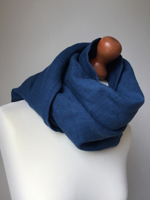 Lněný šál Navy Washed — foto 3