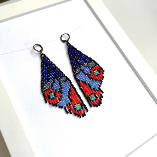 Multicolor Butterfly Wings Beaded Earrings — foto 5