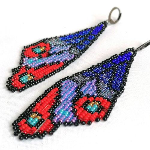 Multicolor Butterfly Wings Beaded Earrings — foto 3