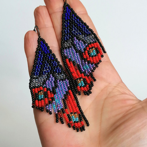 Multicolor Butterfly Wings Beaded Earrings — foto 6