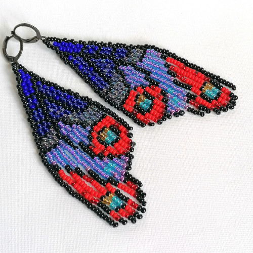 Multicolor Butterfly Wings Beaded Earrings — foto 2