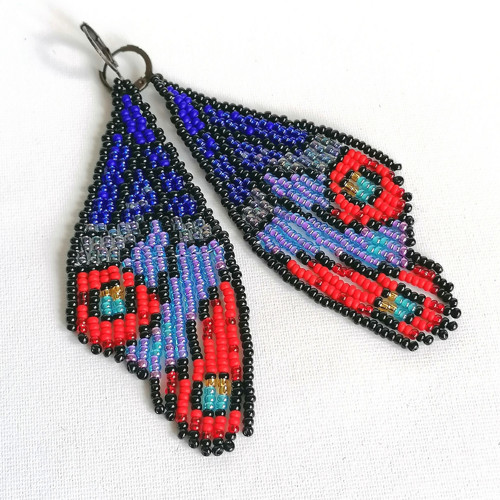 Multicolor Butterfly Wings Beaded Earrings — foto 4