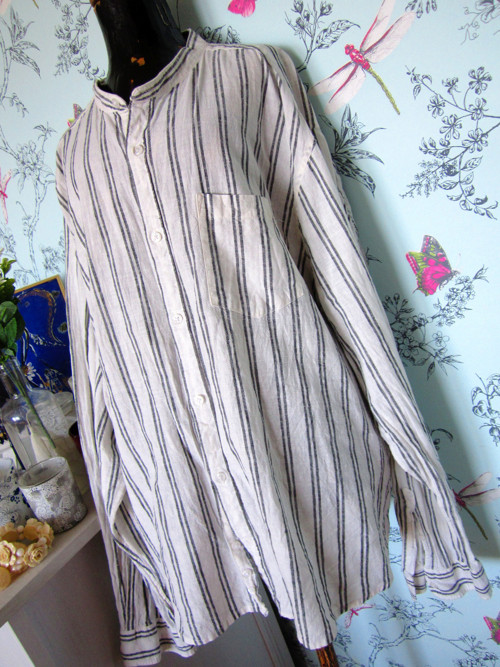 Košile pruhy ve lnu, oversized, unisex — foto 2