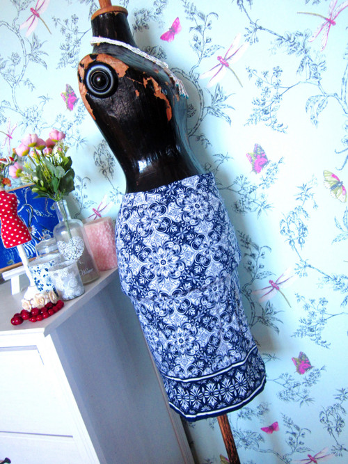 Sukně pencil boho modrobílé léto — foto 2