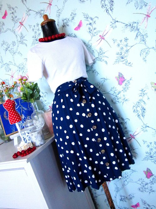 Sukně retro puntík modrobílý — foto 3