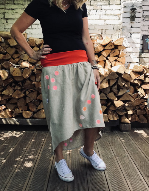 Lňená sukně pink — foto 3