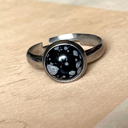Elegantný prsten vločk. obsidian chir. ocel — foto 3