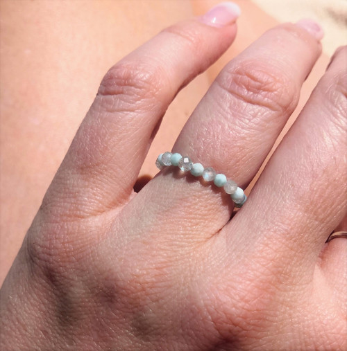 Larimar*měsíční kámen*broušený*prsten — foto 2
