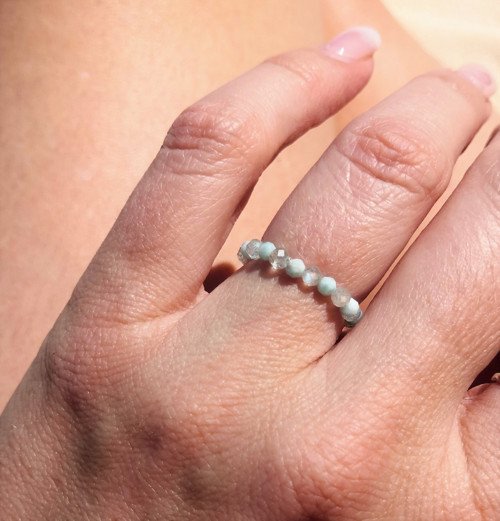 Larimar*měsíční kámen*broušený*prsten — foto 6