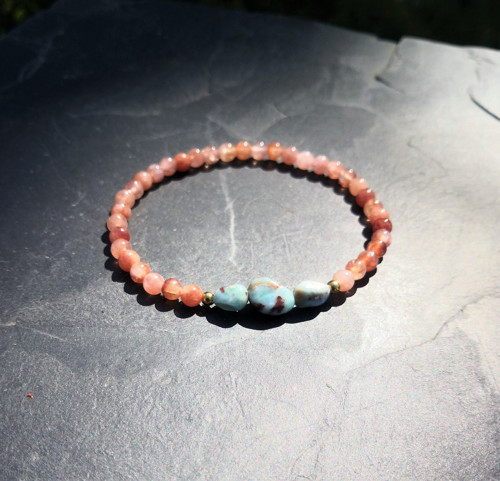 Larimar*sluneční kámen*náramek — foto 4