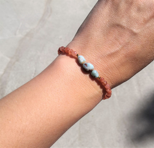 Larimar*sluneční kámen*náramek — foto 2