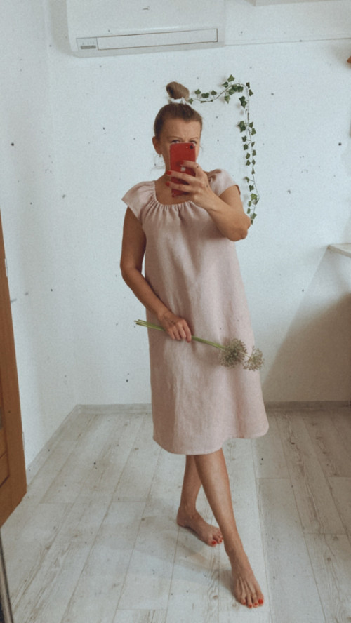 Ľanové Šaty s Vreckami /OLD ROSE/ — foto 2