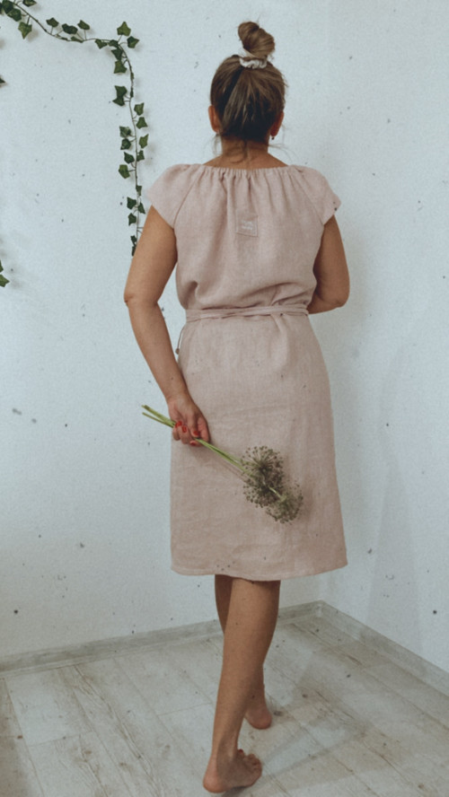 Ľanové Šaty s Vreckami /OLD ROSE/ — foto 3