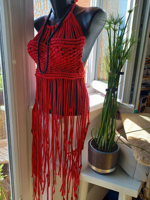 Macramé boho top / beach dress "VAMOS A LA PLAYA" — foto 4