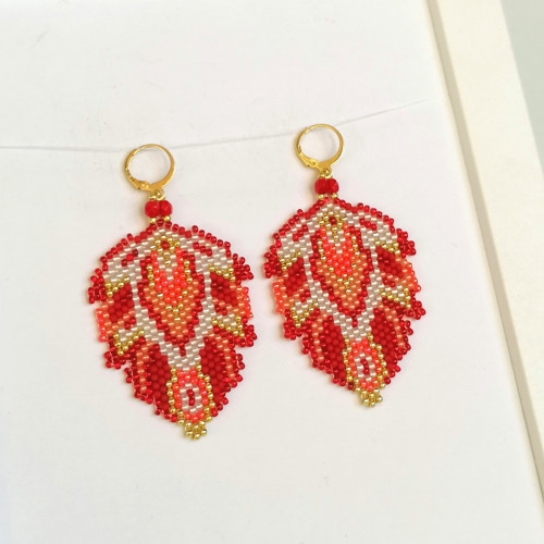 Red Oriental Dangle Beaded Earrings — foto 6