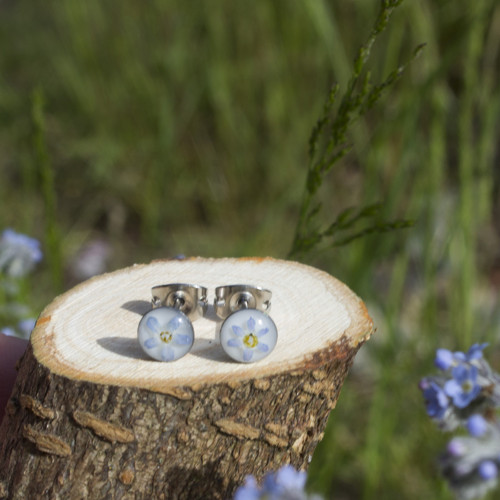 Pomněnkové mini náušnice 6 mm — foto 4