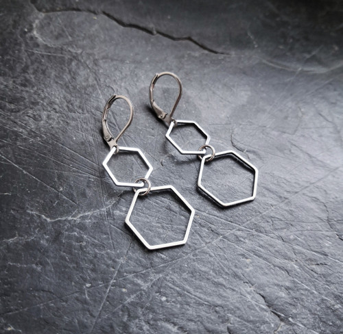 Ocelové náušnice*hexagony — foto 2