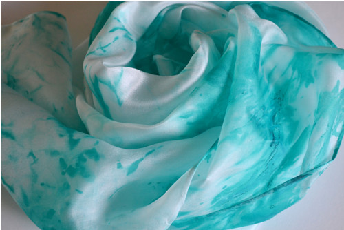 Petrolková šála - hedvábí130x35 — foto 3