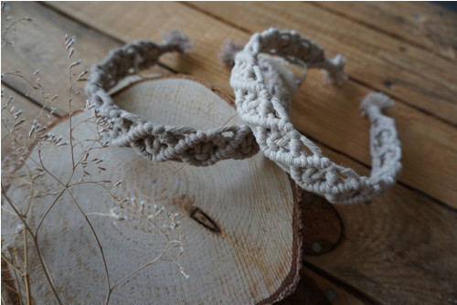 Macramé čelenka Beige — foto 4