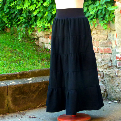 Sukně černá mušelín maxi M, L — foto 2