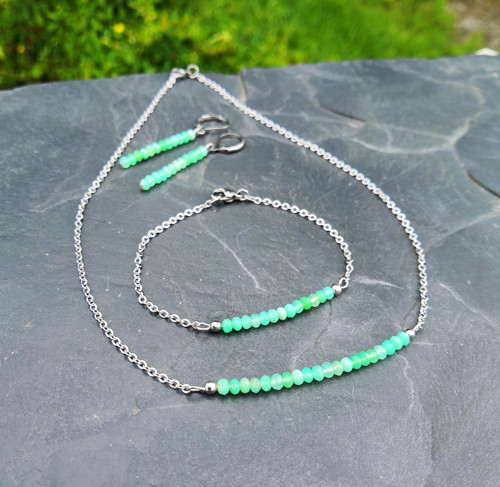 Chryzopras*broušené rondelky*náušnice*ocel — foto 6