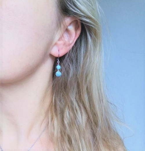 Larimar*kámen Bohů a delfínů*náušnice*ocel — foto 5