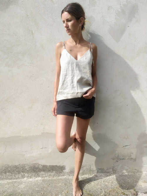 Ľanový top na ramienka NATURAL — foto 3