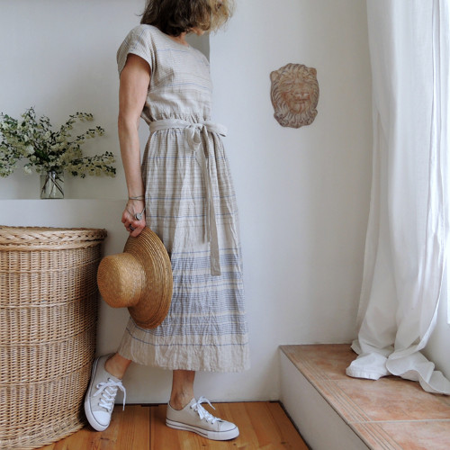 RUTH šaty len - LinLines smetanová/Capri modrá — foto 2