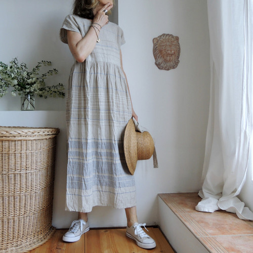RUTH šaty len - LinLines smetanová/Capri modrá — foto 3