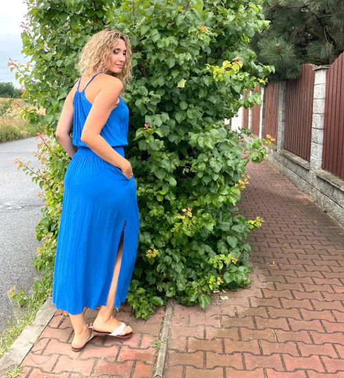 Šaty na ramínka modré — foto 4