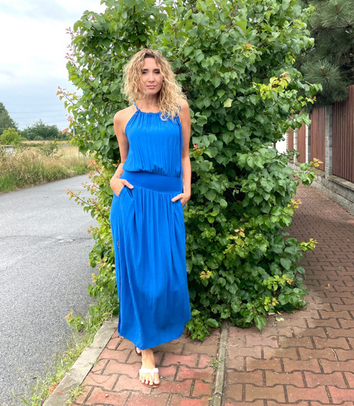 Šaty na ramínka modré — foto 5