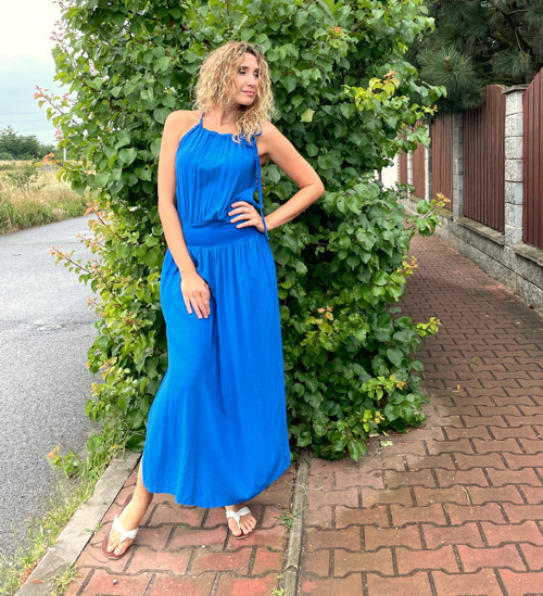Šaty na ramínka modré — foto 6