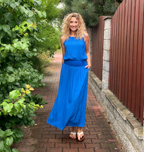 Šaty na ramínka modré — foto 2